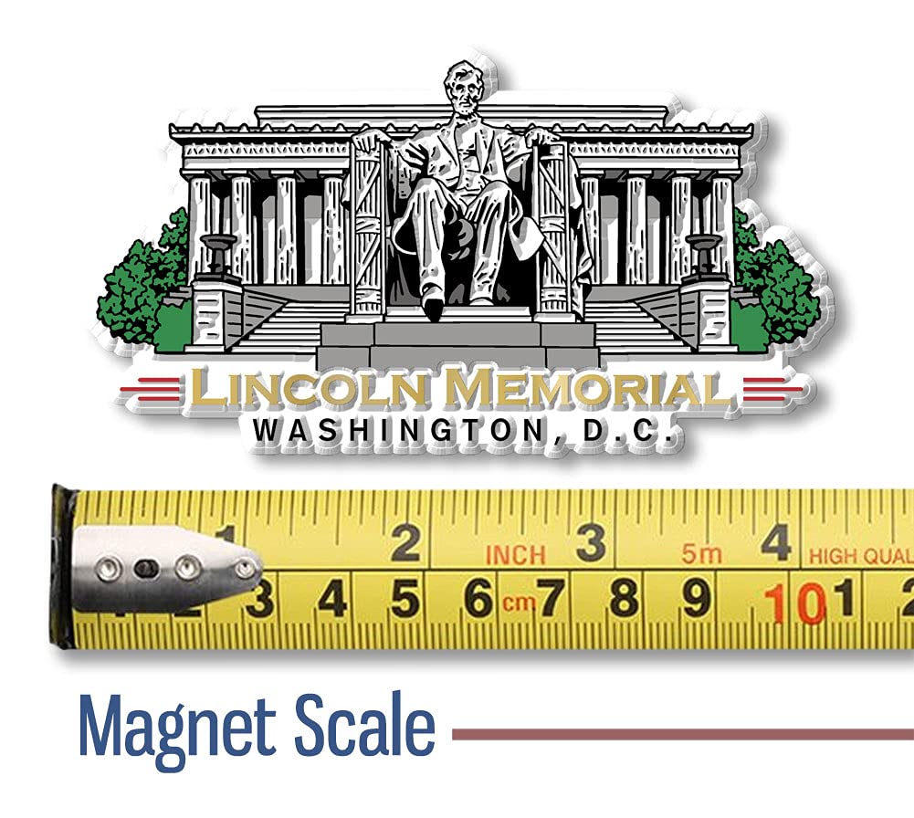 Lincoln Memorial Magnet by Classic Magnets, Washington D.C. Series, Collectible Souvenirs Made in The USA, 4.1" x 2.2"