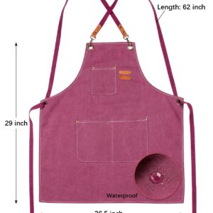 Chef Cooking Apron for Men Women Canvas Kitchen Apron with Cross Back and 3 Pockets