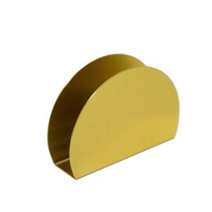 1pc gold semicircle stainless steel napkin holder tissue dispenser rust resistant serviette napkin case display for kitchen, dining tables, parties, countertops, restaurant and bars