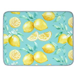 microfiber lemon dish drying mat 24x18 inch super absorbent dish draining mat for kitchen counter kitchen gadgets for easy clean multi-use