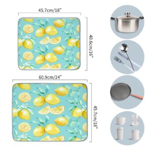 Microfiber Lemon Dish Drying Mat 24x18 inch Super Absorbent Dish Draining Mat for Kitchen Counter Kitchen Gadgets for Easy Clean Multi-use