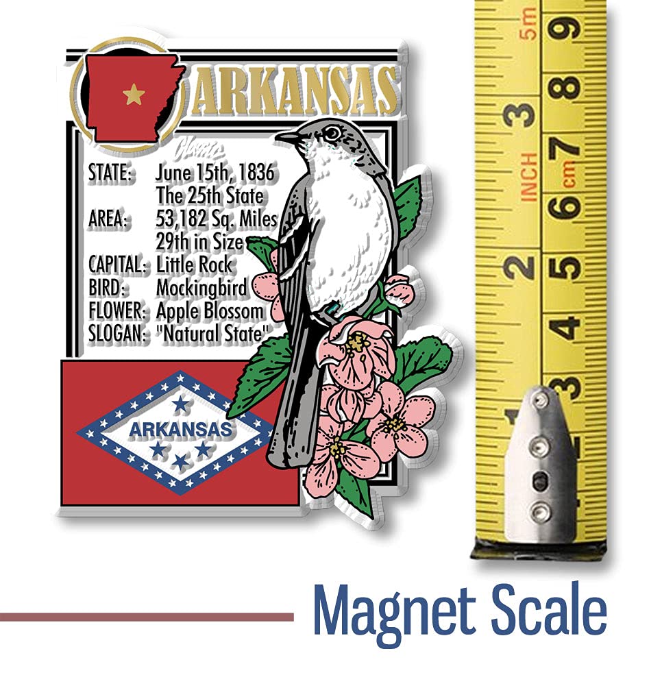 Arkansas State Montage Magnet by Classic Magnets, 2.8" x 3.4", Collectible Souvenirs Made in The USA