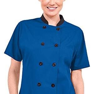 ChefUniforms.com Women's Lightweight Short Sleeve Chef Coat - Chef Coat Women, Blue Chef Coat, Women's Chef Jackets, Womens Chef Coat, Royal Chef Coat, Chef Uniform for Women