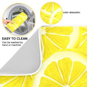 Yellow Lemon Dish Drying Mat for Kitchen Countertops Sinks Drying Mat Absorbent Heat Resistant Dishes Drainer Pad 16 x 18 Inch