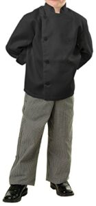 kng childrens classic long sleeve chef coat,black,large