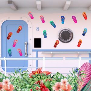 Fabbay 14 Pcs Flip Flop Cruise Door Magnets Cruise Door Magnets Hawaii Sea Car Magnet Stickers Beach Cruise Door Decorations Magnetic Refrigerator Magnets with 2 Paint Pens for Summer Cabin Carnival