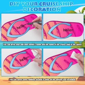 Fabbay 14 Pcs Flip Flop Cruise Door Magnets Cruise Door Magnets Hawaii Sea Car Magnet Stickers Beach Cruise Door Decorations Magnetic Refrigerator Magnets with 2 Paint Pens for Summer Cabin Carnival