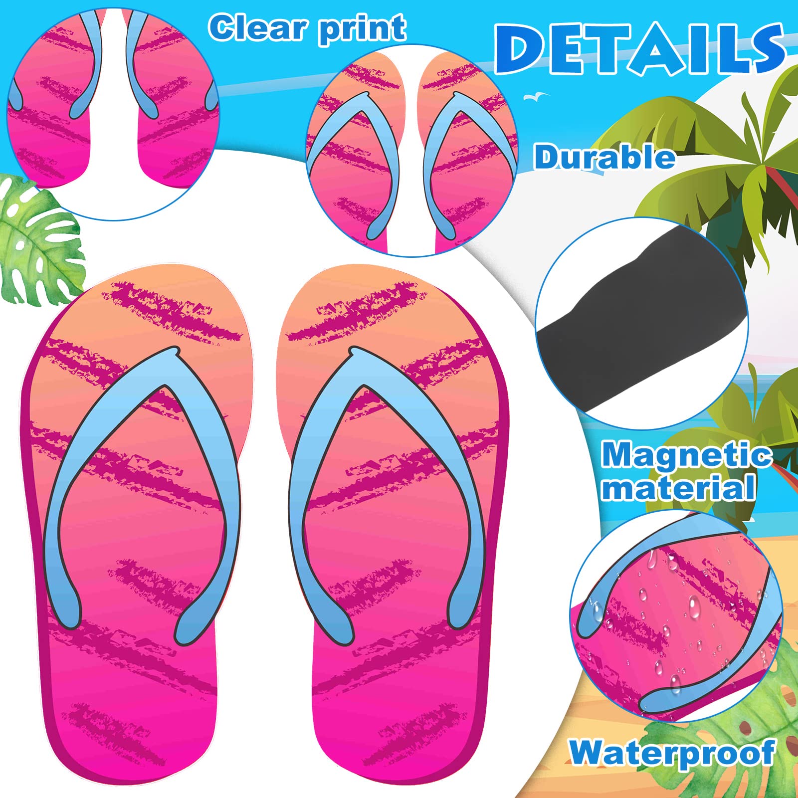 Fabbay 14 Pcs Flip Flop Cruise Door Magnets Cruise Door Magnets Hawaii Sea Car Magnet Stickers Beach Cruise Door Decorations Magnetic Refrigerator Magnets with 2 Paint Pens for Summer Cabin Carnival