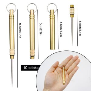 Modixun 10pcs Portable Titanium Toothpicks, Pocket Travel Toothpicks, Reusable Toothpicks,  Metal Toothpick Holder with Key Ring, Fruit Sticks for Outdoor Picnic