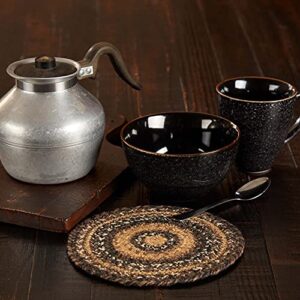 vhc brands espresso trivet hot pad for pots pans, brown black tan, jute blend, round circle, 8 inches