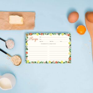 Minimalmart Lemon & Peach Recipe Cards 4" x 6" Recipe Cards- Thick Premium Card Stock With Kraft Paper Look | Ideal For Recipe Box Or Binder | Lots Of Space & Easy To Write On | Set Of 50