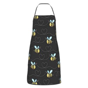 mumuyun bumble bees kitchen apron, kitchen cooking aprons with pockets aprons for men women, black, 20w x 28l