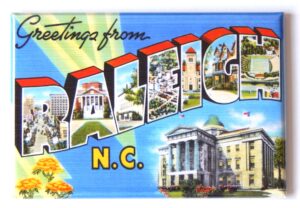 greetings from raleigh north carolina fridge magnet (1.75 x 2.75 inches) style c