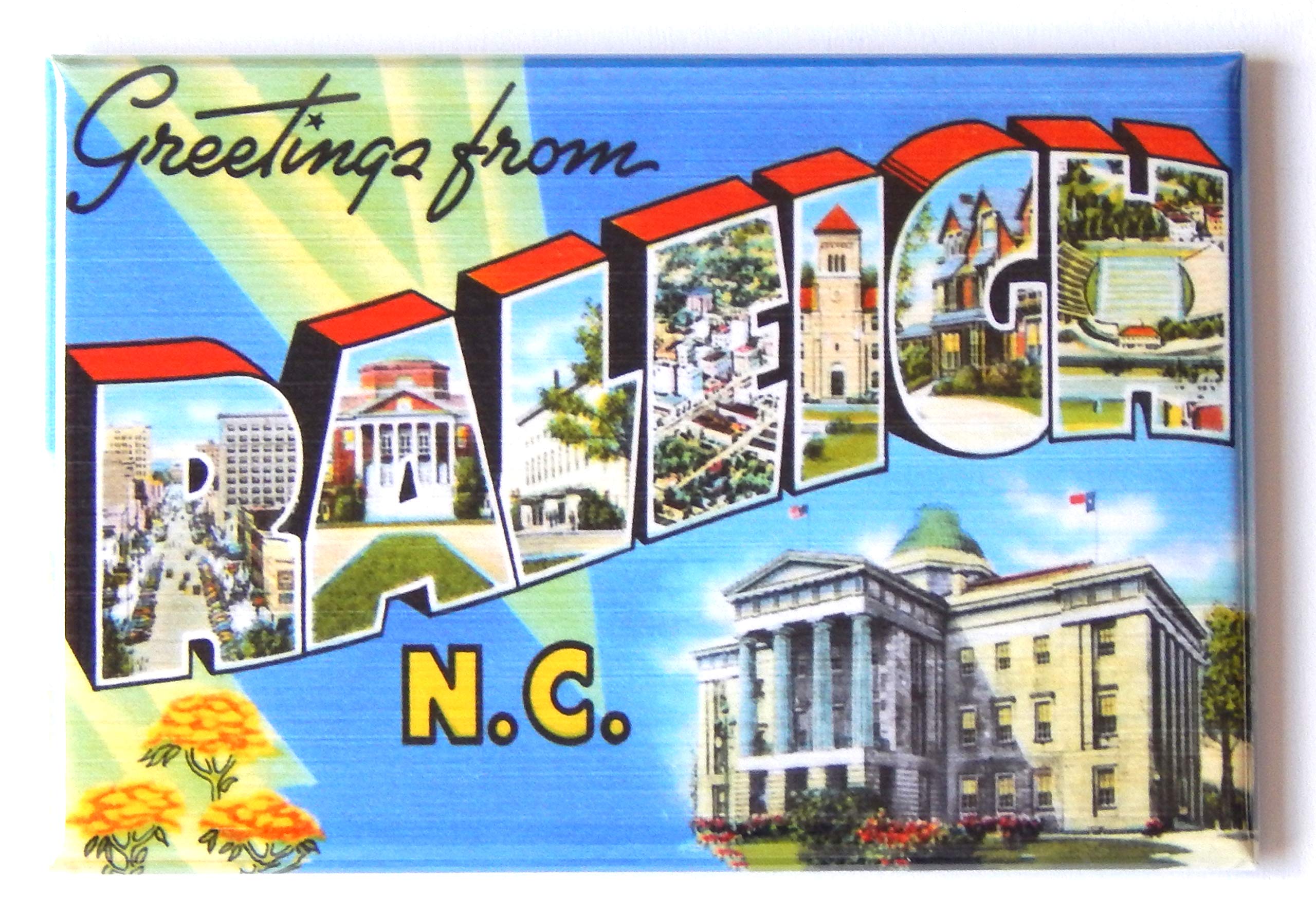 Greetings from Raleigh North Carolina Fridge Magnet (1.75 x 2.75 inches) Style C