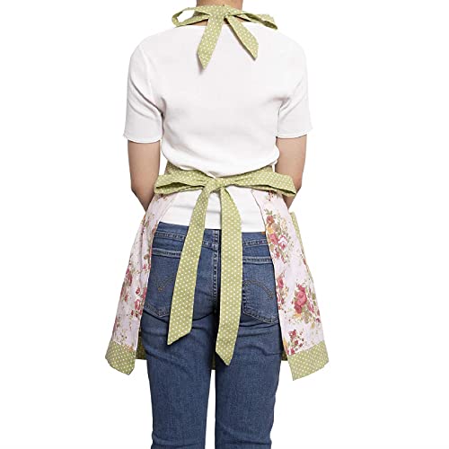 Madiy Kitchen Aprons for Women with Pockets, Long Adjustable Waist Ties and Neck Strap, 20.5" x 29"