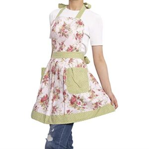 Madiy Kitchen Aprons for Women with Pockets, Long Adjustable Waist Ties and Neck Strap, 20.5" x 29"