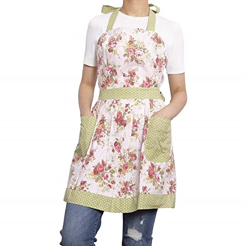 Madiy Kitchen Aprons for Women with Pockets, Long Adjustable Waist Ties and Neck Strap, 20.5" x 29"