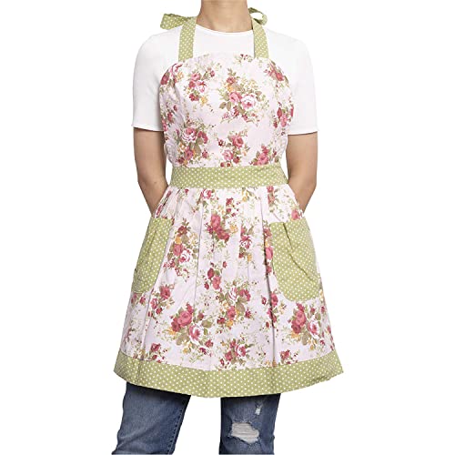 Madiy Kitchen Aprons for Women with Pockets, Long Adjustable Waist Ties and Neck Strap, 20.5" x 29"