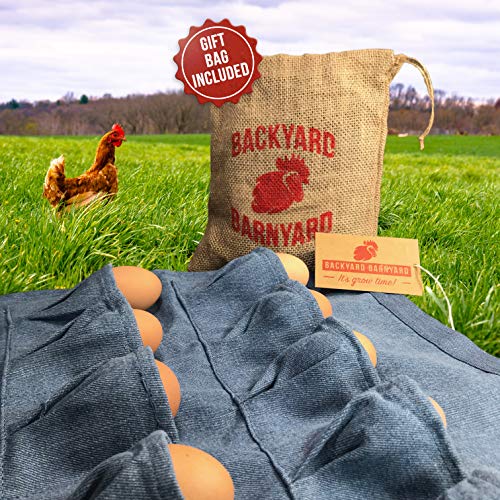 Backyard Barnyard 18 Pocket Soft Durable Denim Egg Gathering Apron FREE RUSTIC GIFT BAG INCLUDED! Collecting Chicken Duck Quail Poultry Eggs