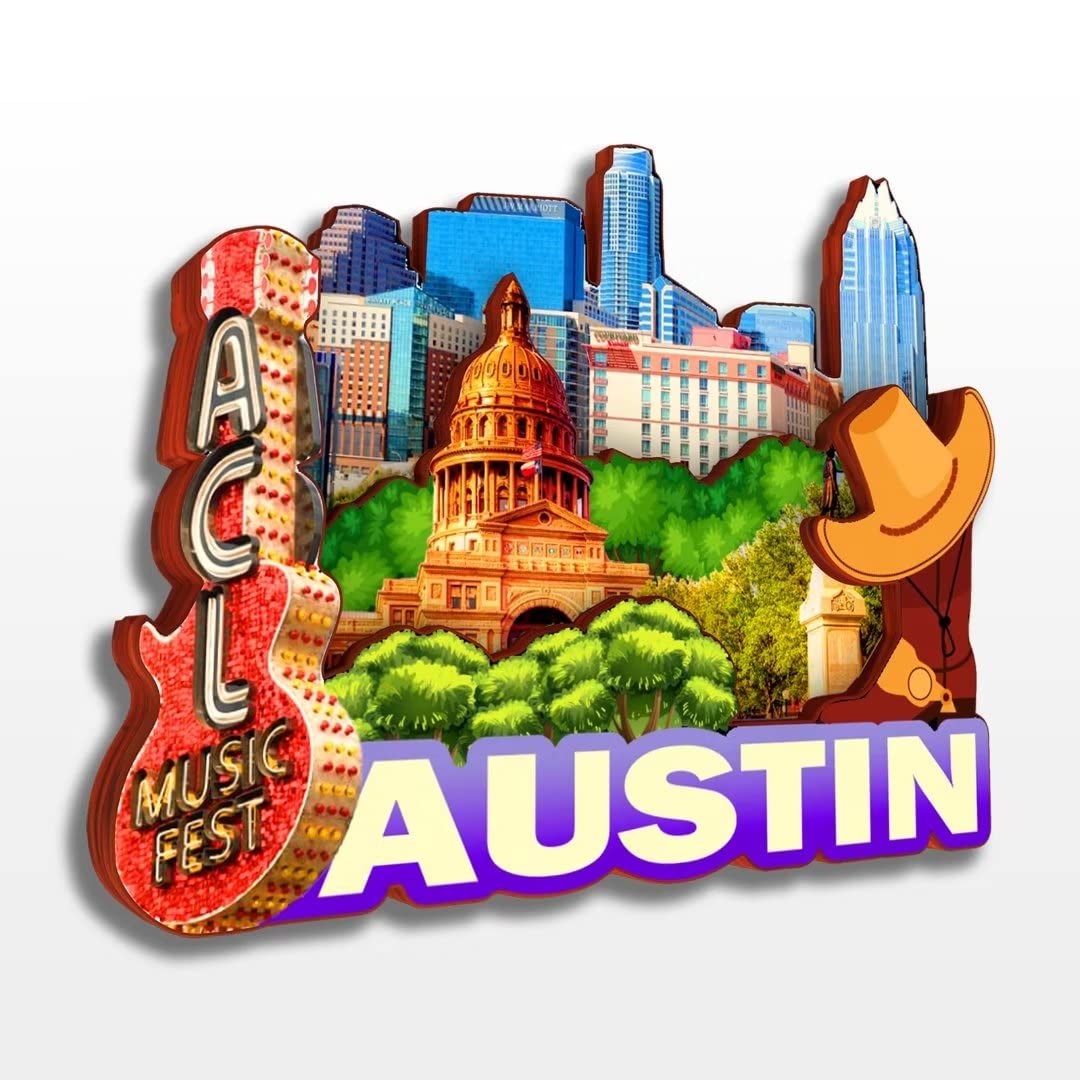 Austin Texas USA America Fridge Magnet Wooden Collection 3D Wood Handmade Travel City Souvenirs Refrigerator Magnet Home Decoration Gift -45