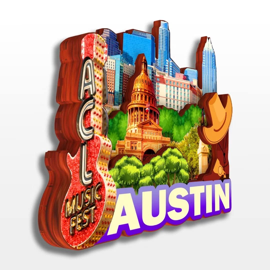 Austin Texas USA America Fridge Magnet Wooden Collection 3D Wood Handmade Travel City Souvenirs Refrigerator Magnet Home Decoration Gift -45