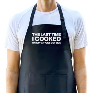 up the moment last time i cooked hardly anyone got sick apron, funny apron for men, bbq grill apron, chef apron, funny apron for dad, mens funny apron, funny chef apron for men