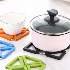 2 Pcs Folding Silicone Hot Pad Square Placemats Cork Coaster Mini Tripod Hot Pot Holder Trivet Mat Non-slip Coasters Square Bowl Mat Hot Pot Stand Heat Pad Cup Table Mat Foldable