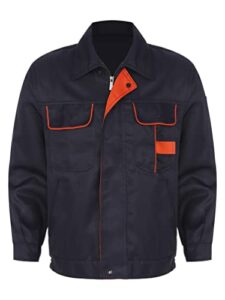 tiaobug men's color block factory workshop mechanic shirts long sleeve work jacket workers uniform navy blue large
