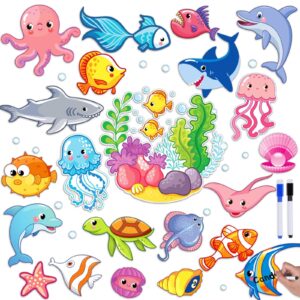 40pcs cruise door decorations, magnetic cute ocean sea animal magnetic cruise ship door car decorations for fridge refrigerator carnival cruise party supplies favors