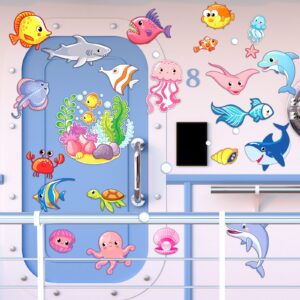 40pcs Cruise Door Decorations, Magnetic Cute Ocean Sea Animal Magnetic Cruise Ship Door Car Decorations for Fridge Refrigerator Carnival Cruise Party Supplies Favors