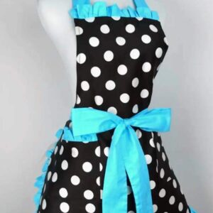 Kitchen Aprons Woman Retro Vintage Girl Polka Dot Cooking Pinafore Christmas Apron Dress (Dot Turquoise)