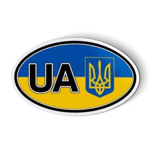 ukraine flag oval - magnet for car fridge locker - 5.5"
