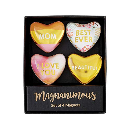 Creative Brands Heartfelt Collection-Heart-Shaped Glass Magnets, Set of 4, Best Mom Ever