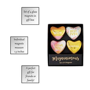 Creative Brands Heartfelt Collection-Heart-Shaped Glass Magnets, Set of 4, Best Mom Ever