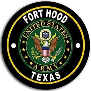 MAGNET 4x4 inch Round Fort Hood Army Base Sticker (Logo Insignia Emblem tx) Magnetic vinyl bumper sticker sticks to any metal fridge, car, signs