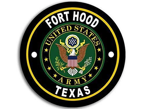 MAGNET 4x4 inch Round Fort Hood Army Base Sticker (Logo Insignia Emblem tx) Magnetic vinyl bumper sticker sticks to any metal fridge, car, signs