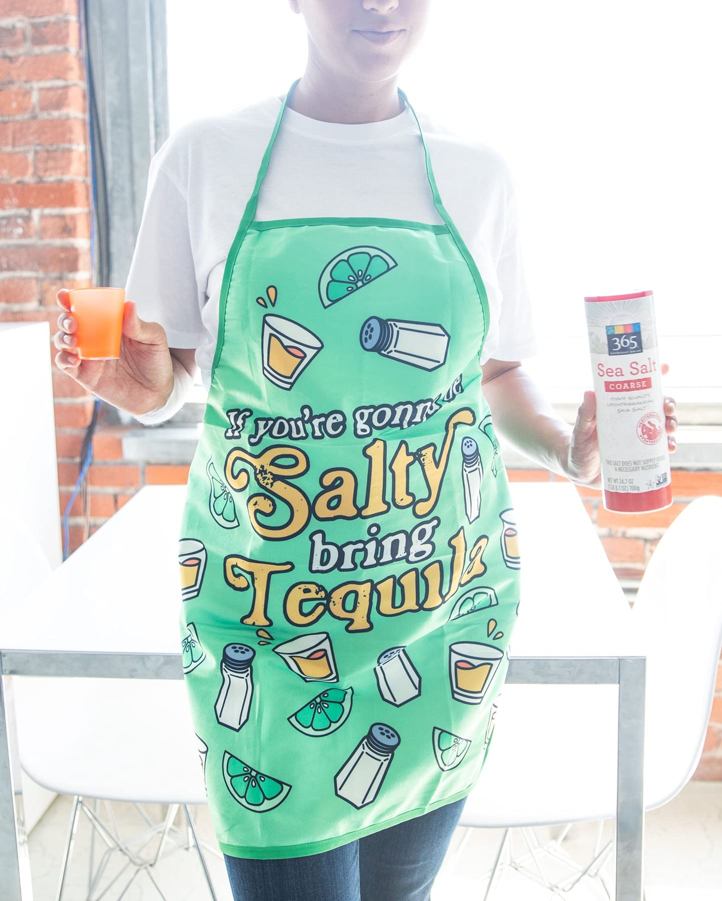 Crazy Dog T-Shirts If You're Gonna Be Salty Bring Tequila Apron Funny Drinking Margarita Kitchen Smock Funny Graphic Kitchenwear Cinco De Mayo Funny Food Novelty Cookware Green Apron