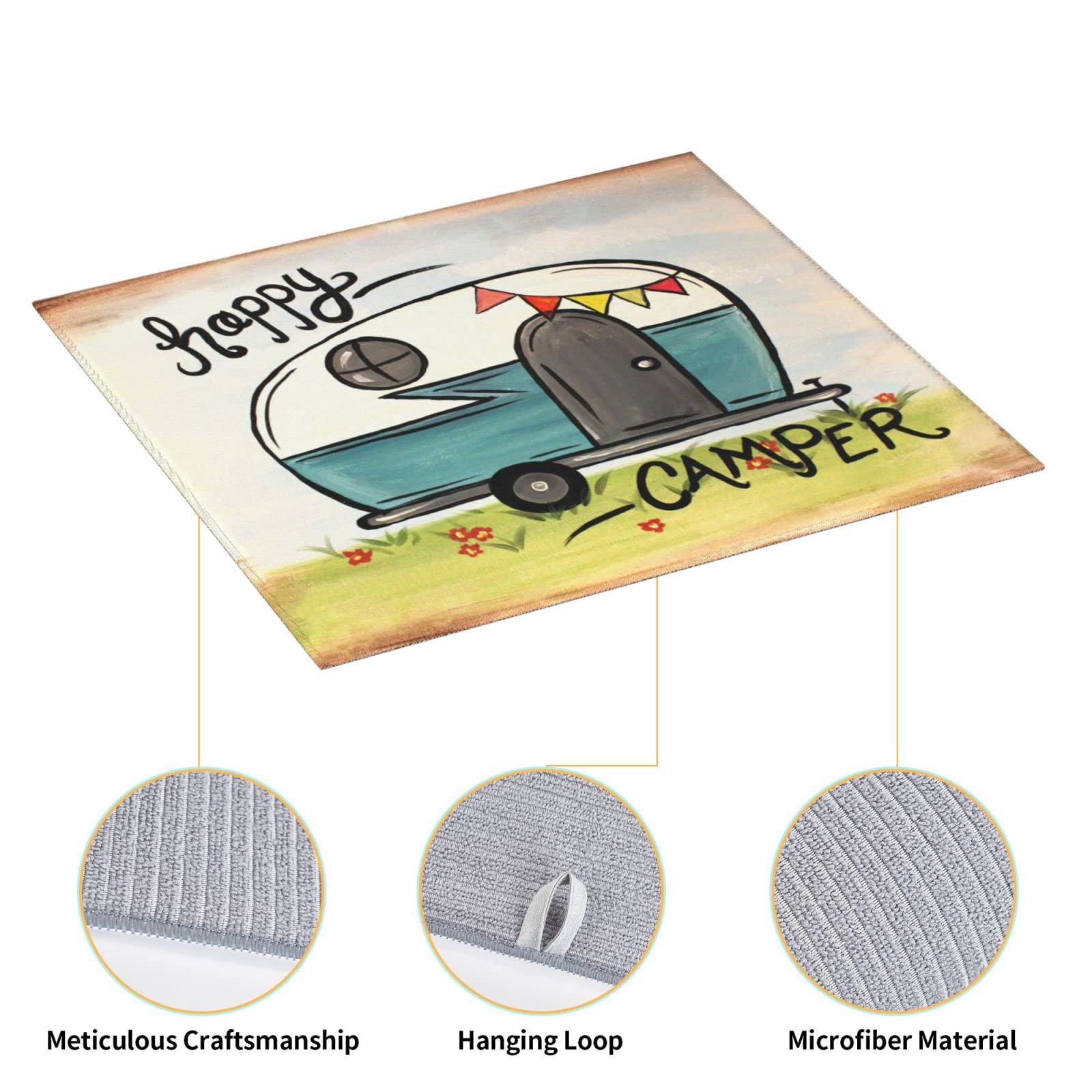 Camping Dish Drying Mat For Kitchen Counter Microfiber Absorbent Dish Collapsible Drying Pad Drainer Rack Protector Mats Dishes Drainer For Kitchen Countertops 16x18inch