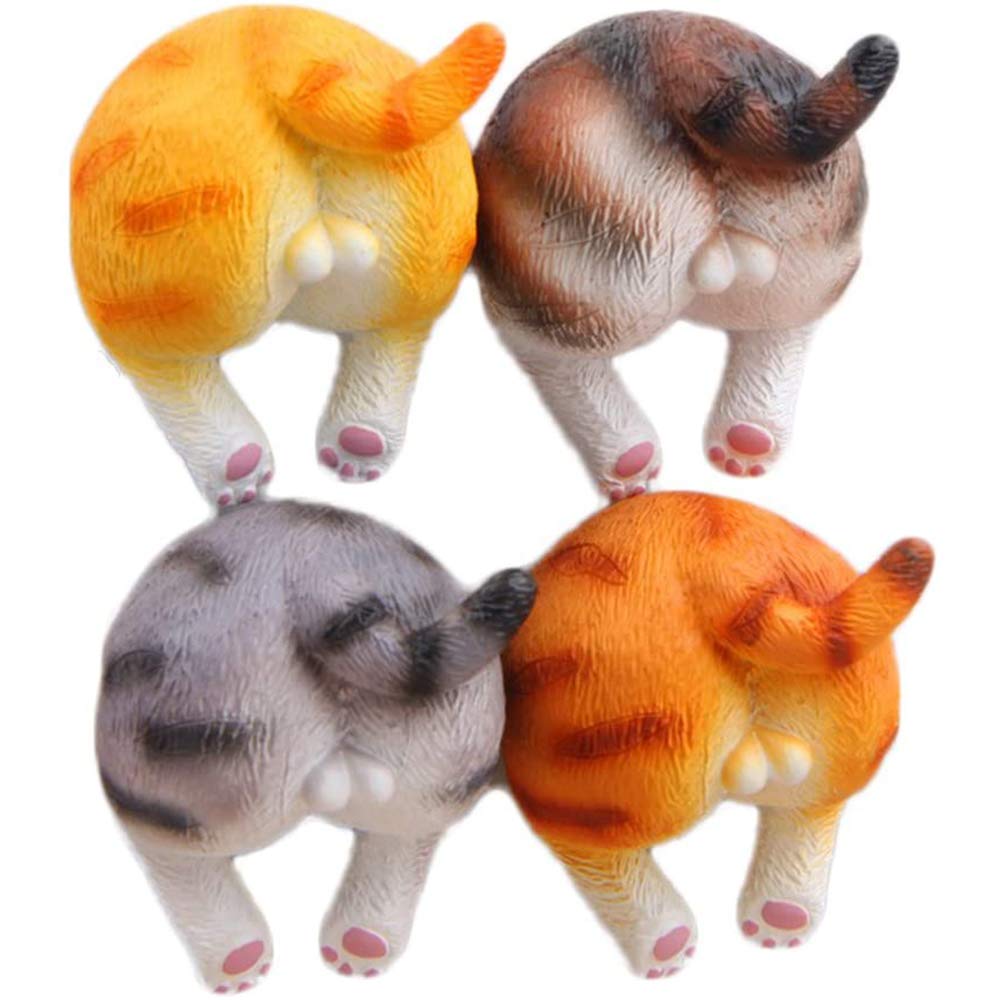 3D Stereoscopic Cute Cat Butt Refrigerator Magnets Cat Butt Magnets Office Magnets Calendar Magnets Whiteboard Magnet(With Tail,Set of 4)