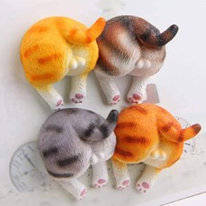 3D Stereoscopic Cute Cat Butt Refrigerator Magnets Cat Butt Magnets Office Magnets Calendar Magnets Whiteboard Magnet(With Tail,Set of 4)