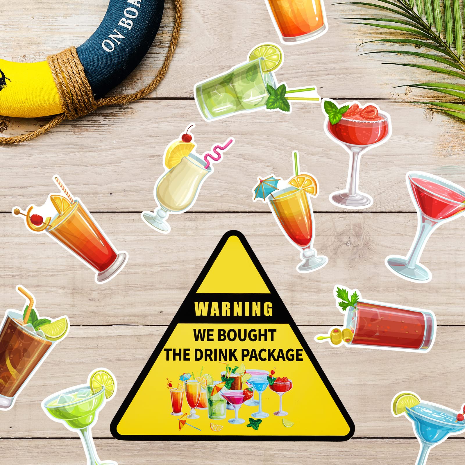 Hoteam 13 Pcs Tropical Drink Cruise Door Decorations Personalized Funny Magnetic Cruise Decorations Magnet Summer Drink Cruise Door Magnets for Carnival Birthday Essential Ship (Warning Cocktail)