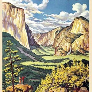 Magnet 1940s Yosemite Grand View - Vintage Style Travel Magnet Vinyl Magnetic Sheet for Lockers, Cars, Signs, Refrigerator 5"