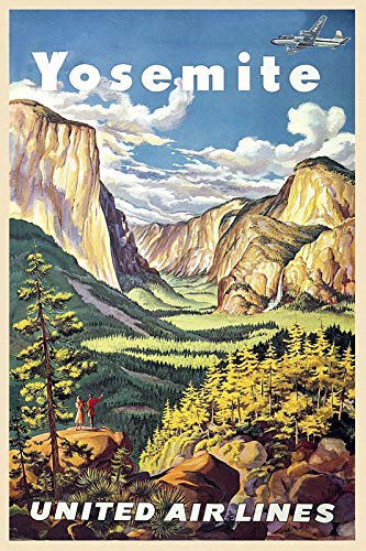 Magnet 1940s Yosemite Grand View - Vintage Style Travel Magnet Vinyl Magnetic Sheet for Lockers, Cars, Signs, Refrigerator 5"