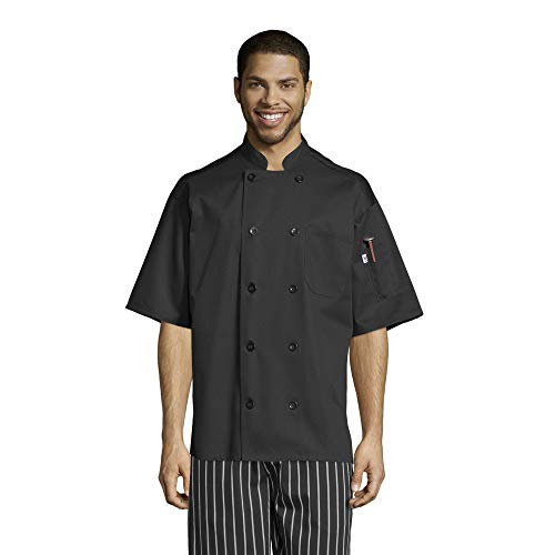 Uncommon Threads Unisex Montego Short Sleeve Chef Coat XL Black