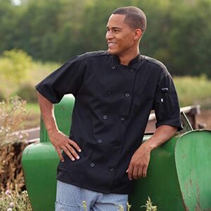 Uncommon Threads Unisex Montego Short Sleeve Chef Coat XL Black