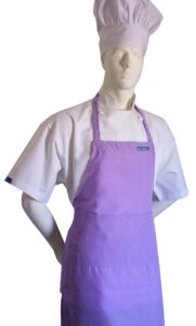 chefskin adult set apron + hat lavender lillac light purple color, ultra lightweight comfortable