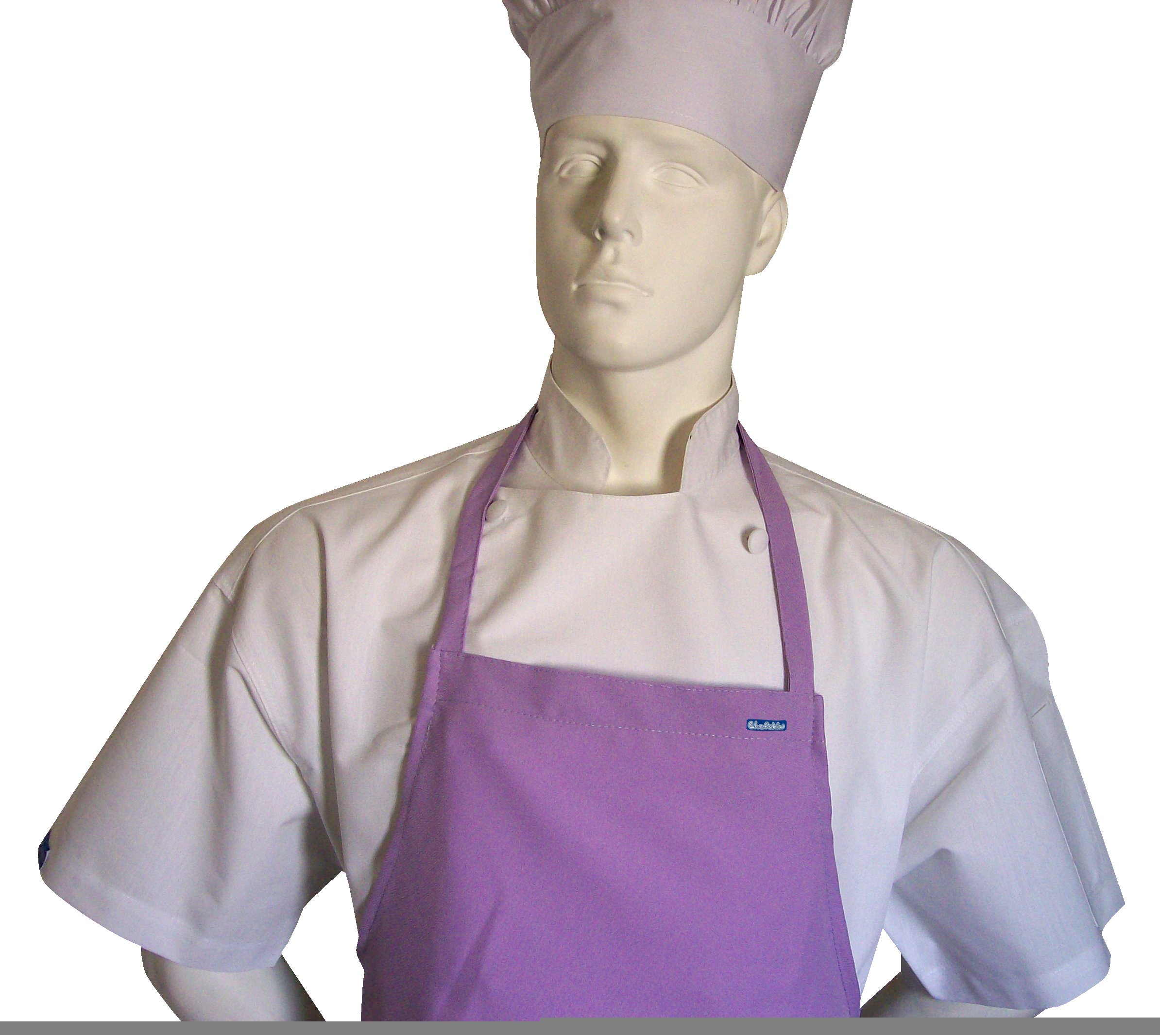 Chefskin Adult Set Apron + Hat Lavender Lillac Light Purple Color, Ultra Lightweight Comfortable