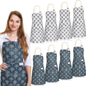 sureio 8 pack aprons for women men with 2 pockets linen kitchen apron adjustable cooking kitchen chef apron bib for bbq outdoors baking household