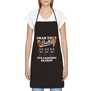 grab your balls its canning season funny apron with pockets waterproof for women men cooking kitchen bbq grilling chef apron, thanksgiving, christmas, birthday gifts for dad, husband, brother
