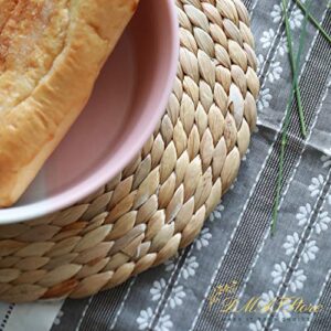 💖 Water Hyacinth Placemats - Round Woven Placemats - Trivets for Hot Dishes - Wicker Placemats - Heat Resistant Non-Slip Trivets for Table - Durable Trivets for Hot Dishes (Seagrass11.8-6pcs)